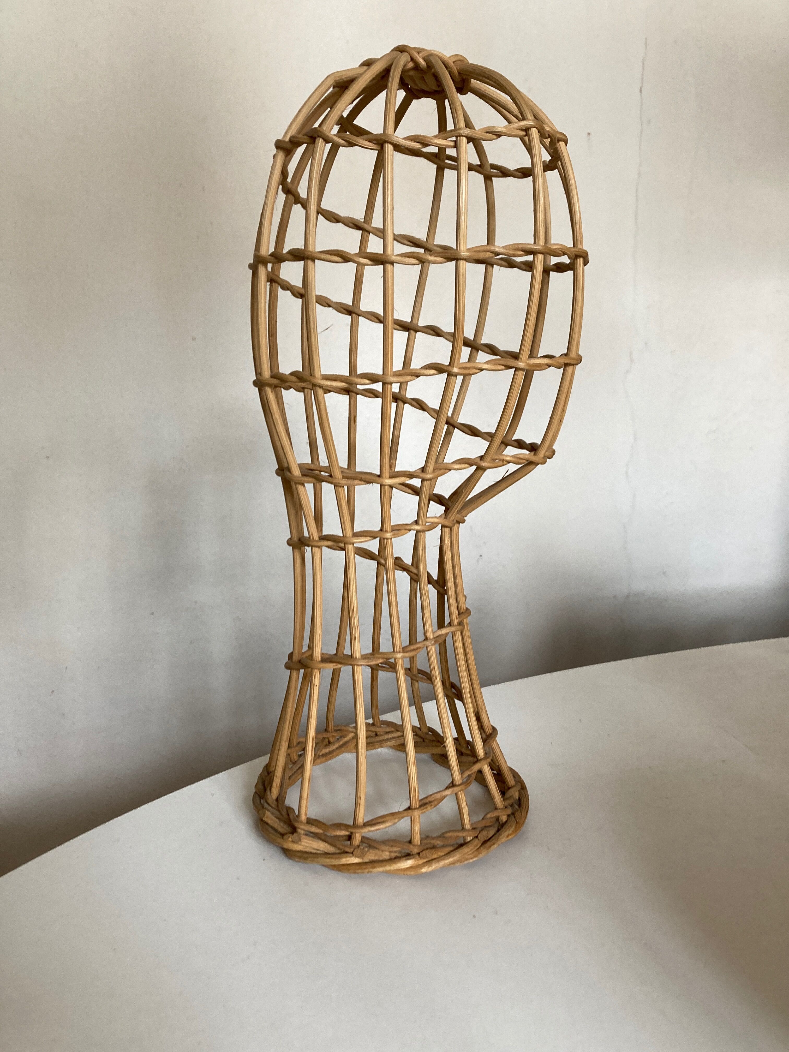 Rattan mannequin head 1960