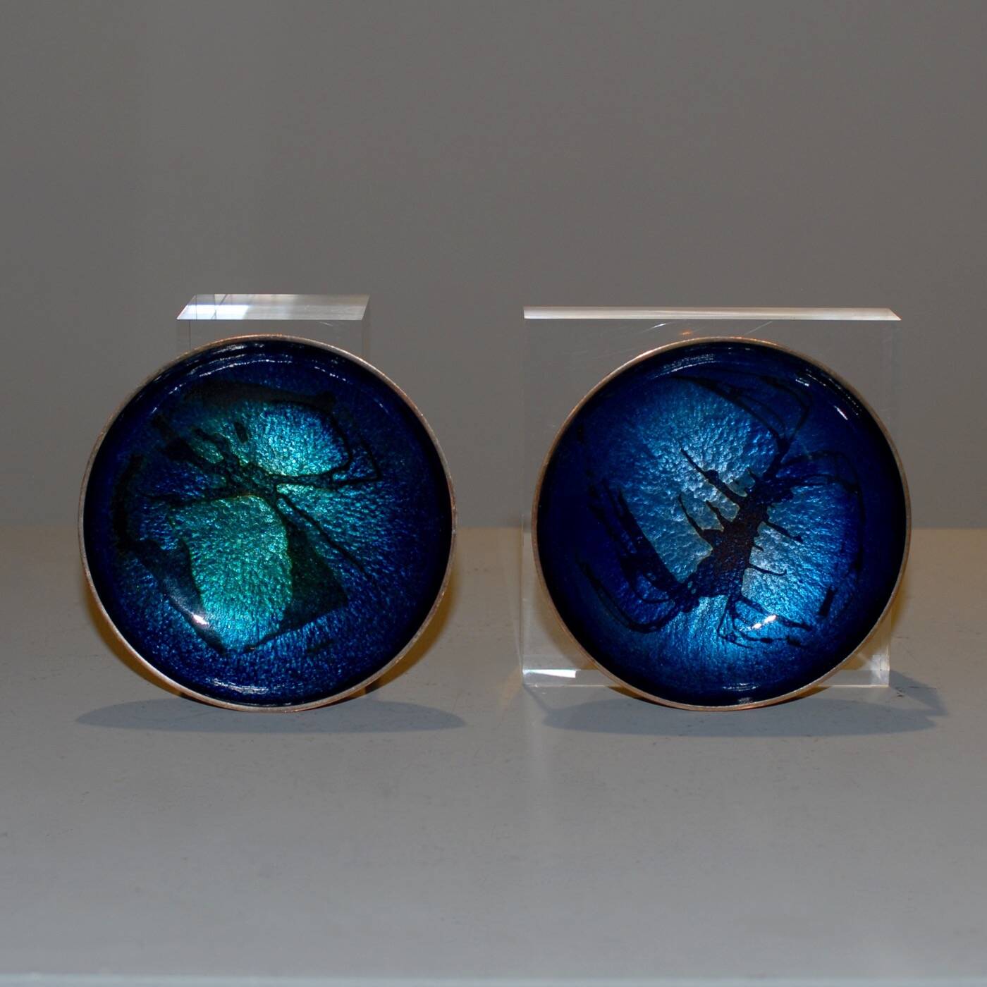 Pair of Scandinavian enamelled copper bowls, Norway, circa 1960.