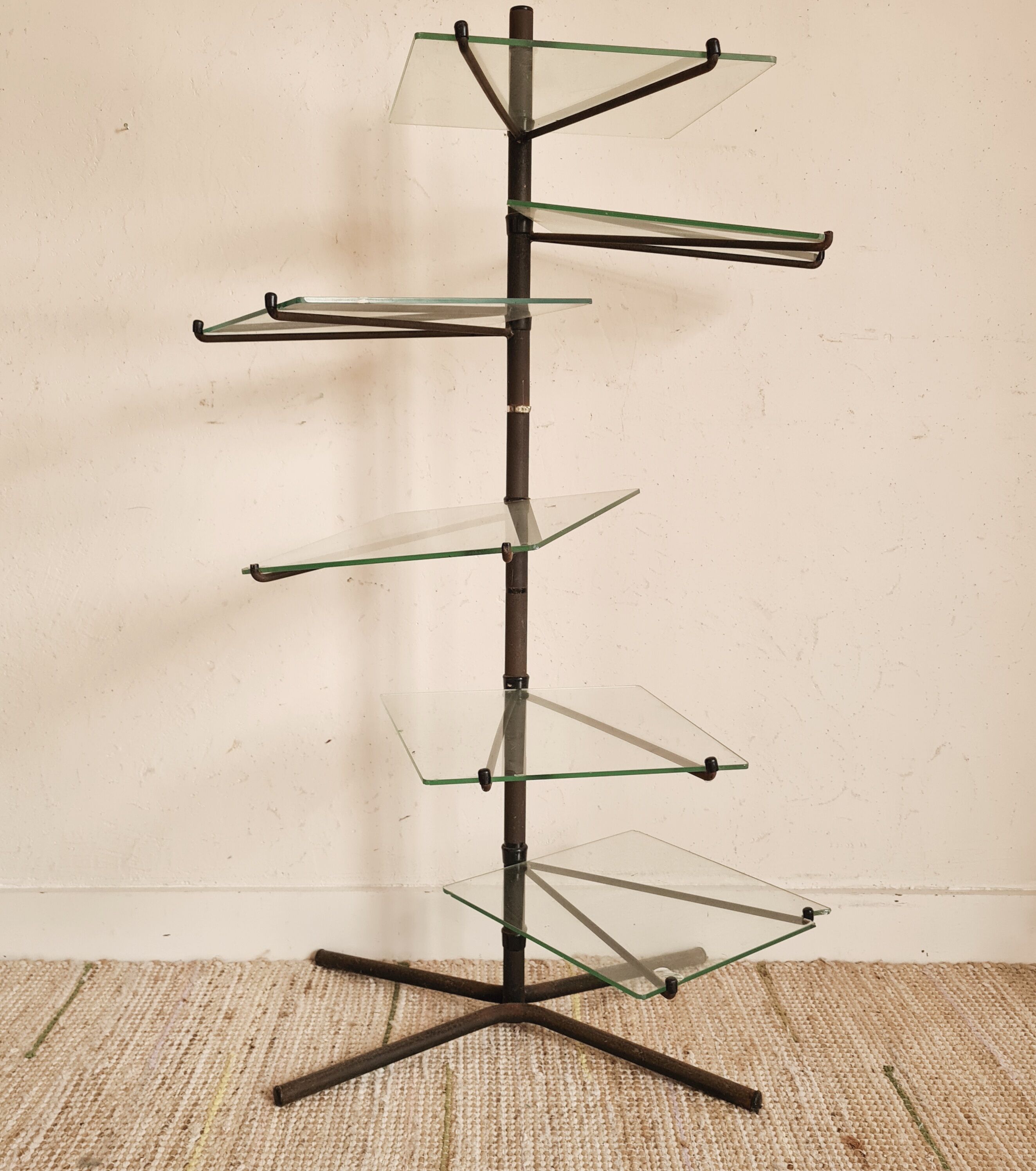 Retro metal and glass merchant shelf -