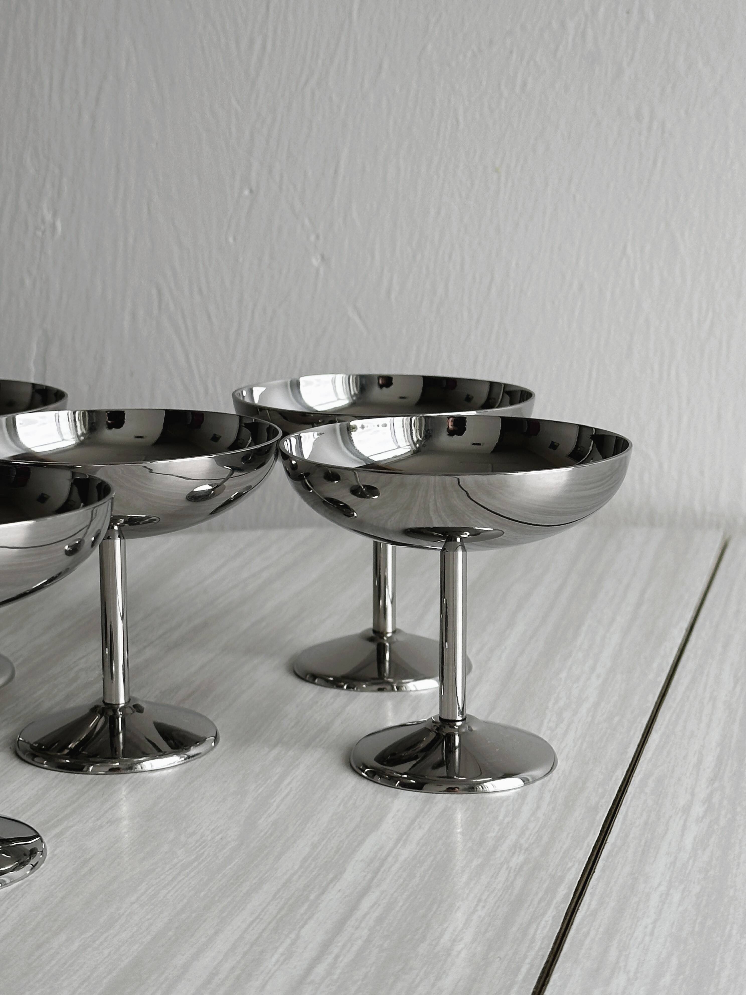 6 stainless steel footed bowls, Letang Remy style