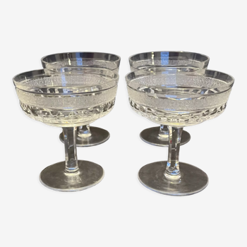 Set of 4 cut crystal cups