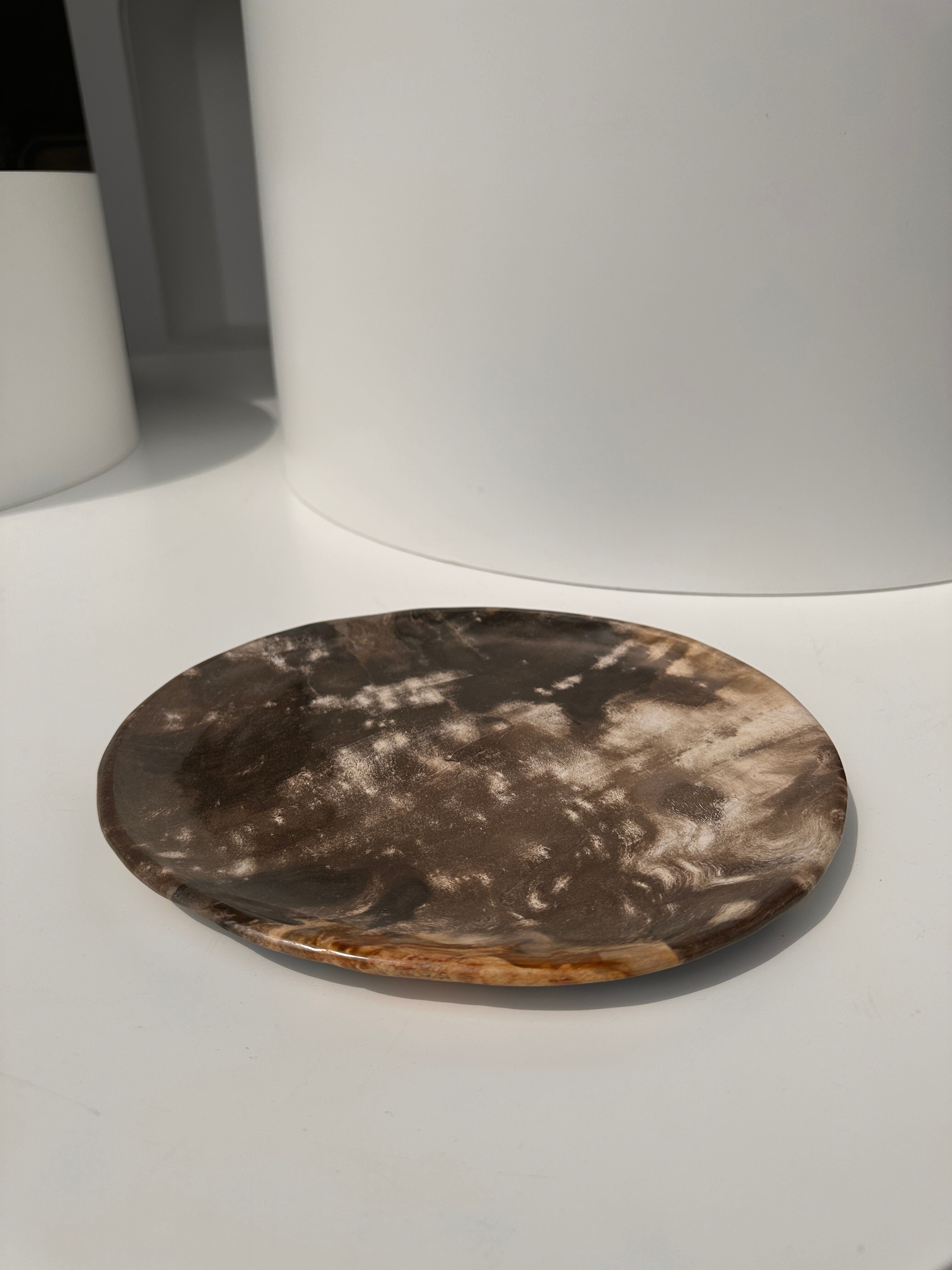 Dish in petrified wood