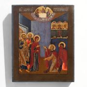 19th Century oak Traditional Religious Icon Saint Healing a Sick Person