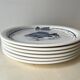 Lot de 6 assiettes à poisson GIEN France vintage, assiettes plates à décor de pêche