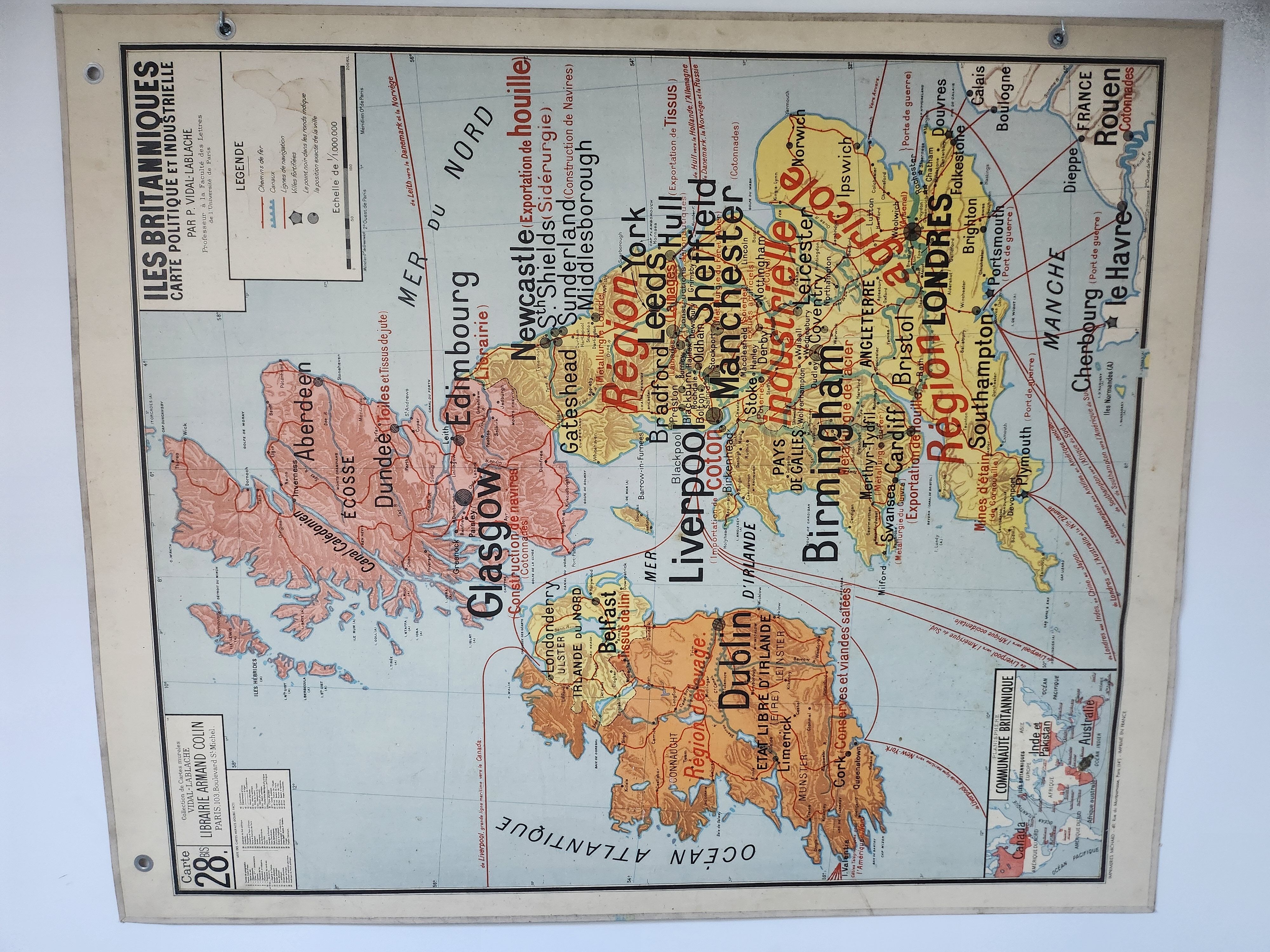 Vidal lablache school wall map 28 and 28 bis