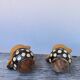 Duo of small Italian polka dot jars