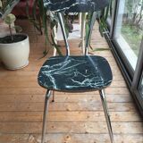 4 chairs in very dark green formica marble effect