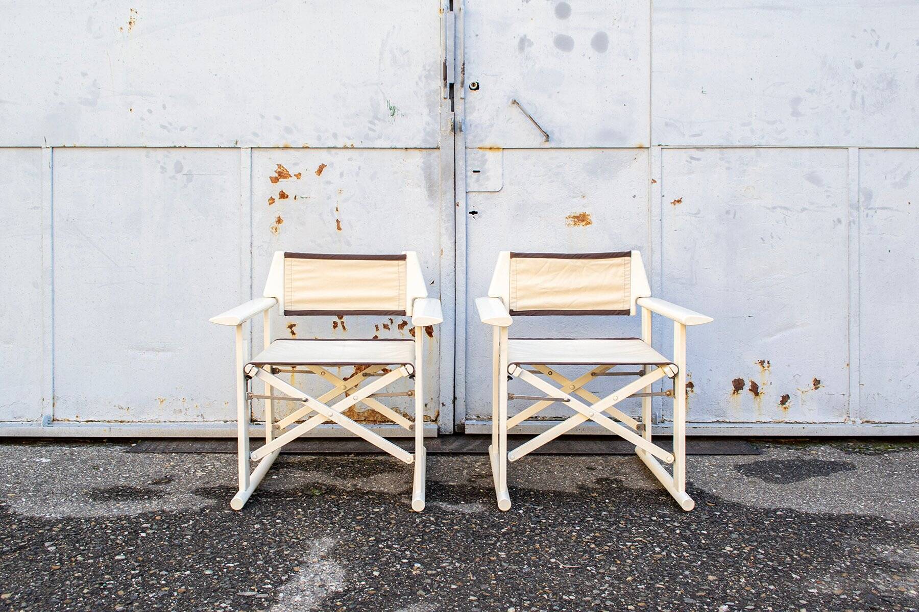 White lacquered wooden folding chairs by Carlo Hauner for Fratelli Reguitti, 1968, set of 2.