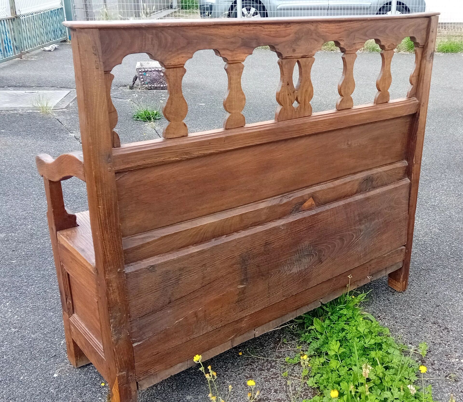 Coffre banc en chêne XIX ieme