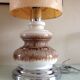 Ceramic floor lamp with a fat lava finish and herbarium shade / vintage 1960s-70s