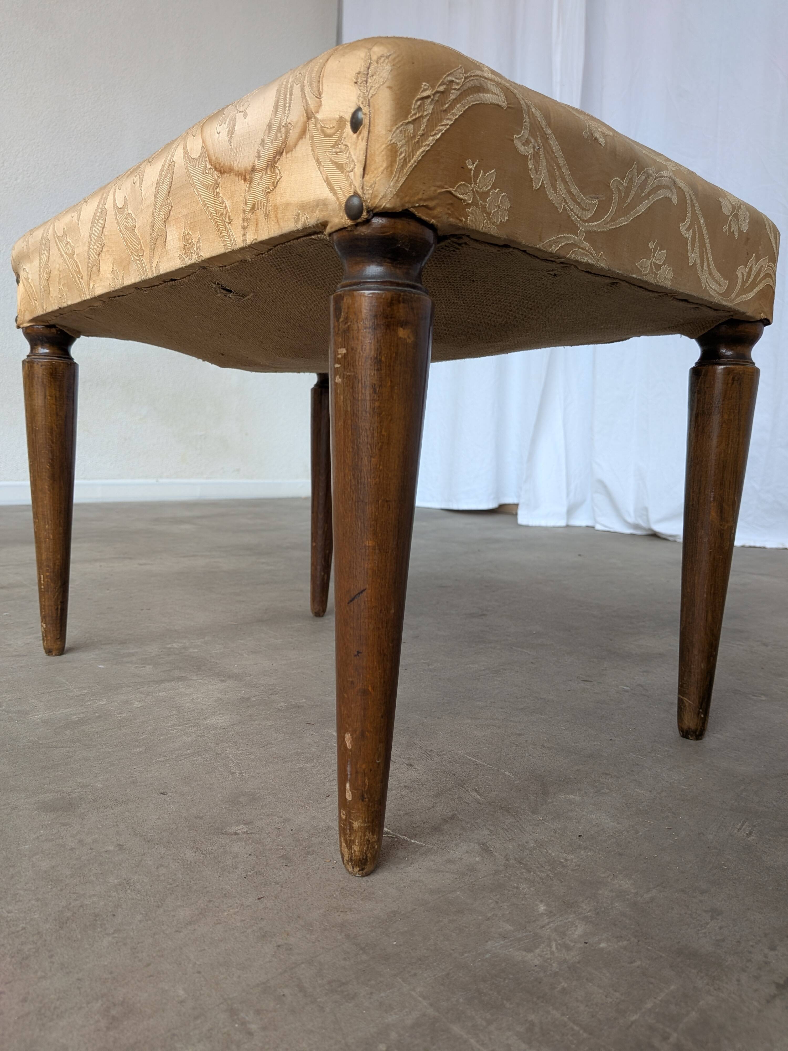 Vintage Gold Fabric Foot stool: Mid-Century Ottoman Tabure, 1970s