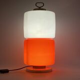 Space Age Red and white glass cylindrical table lamp, Italy 1970s