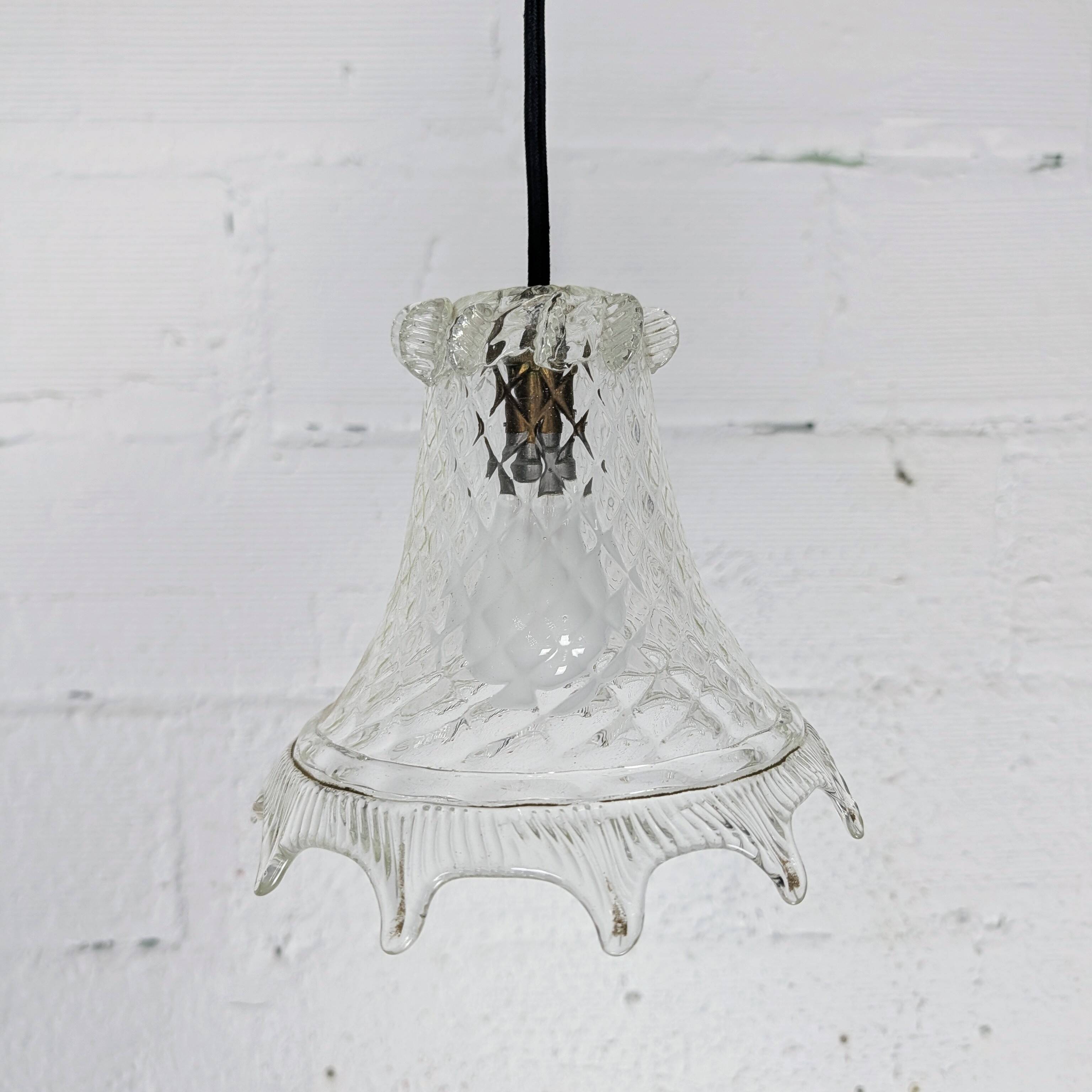 Vintage moulded pressed glass bell pendant