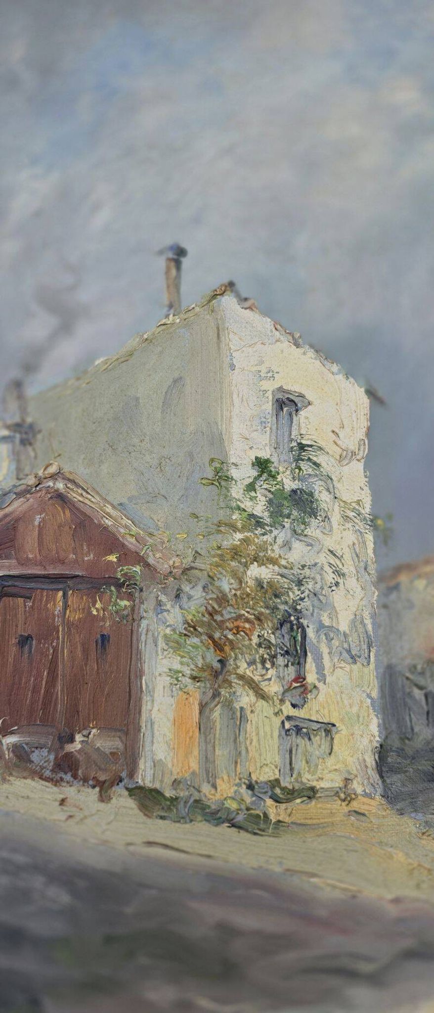 Augizeau Gabriel Large Oil on Canvas Signed Titled Sigournais Vendée