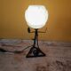Art Deco lamp in metal and speckled blue opaline glass globe