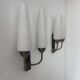 Pair of vintage double wall lights, brass and opaline, France 1950