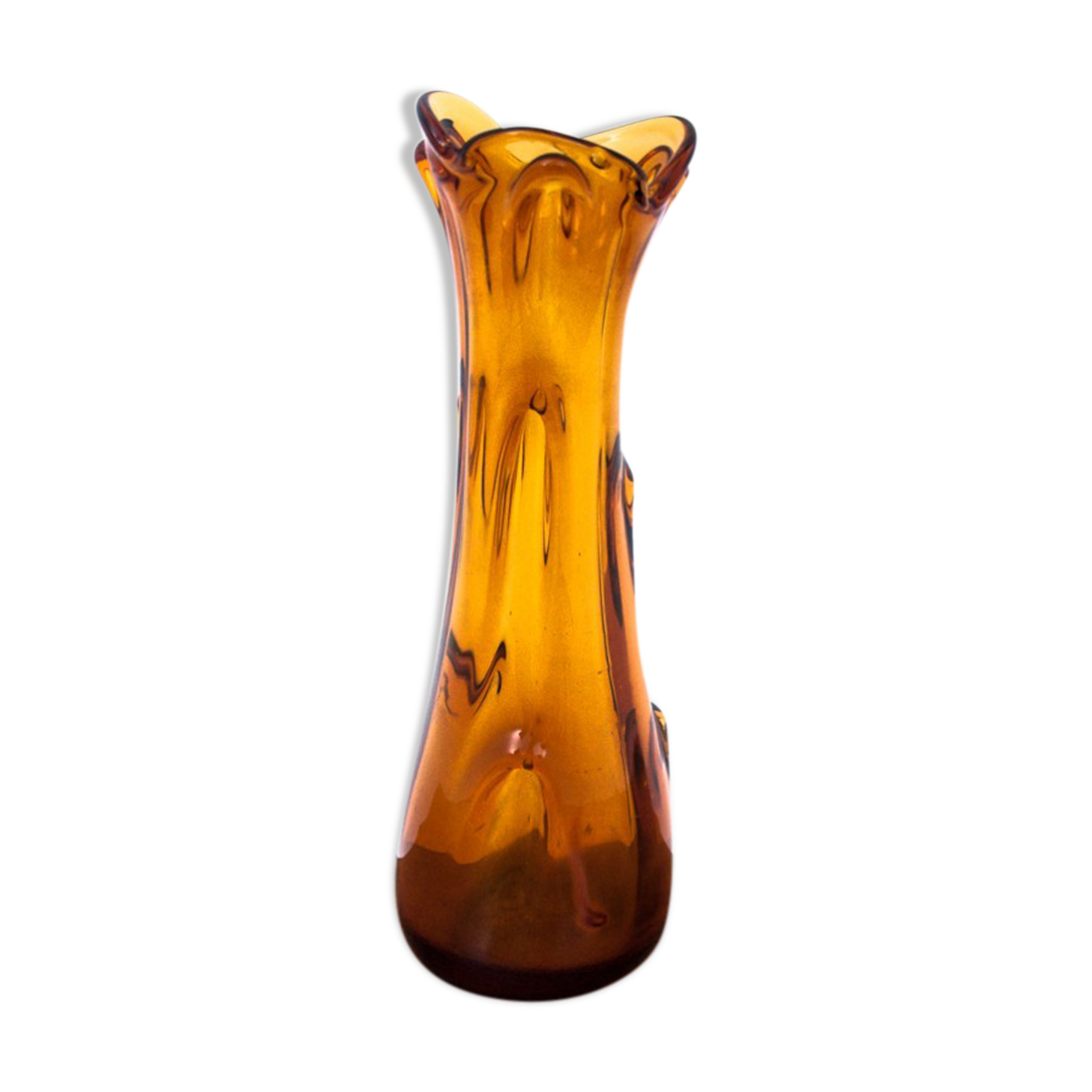 Amber Vase, Ząbkowice Glassworks, Poland, 1960s
