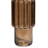 Vase en verre marron à larges striures 23cm