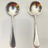 Pair of silver salt cellars and spoons