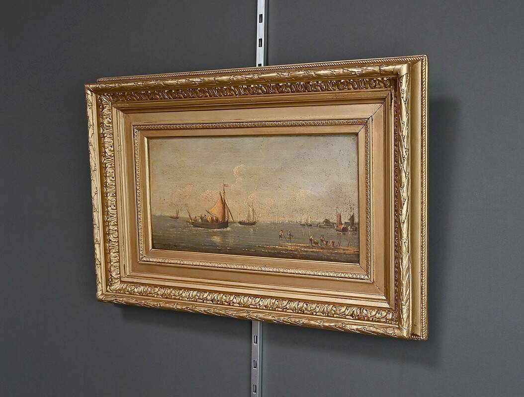 Tableau "Return to Port", oil on panel, signed Gilbert – Late 19th century