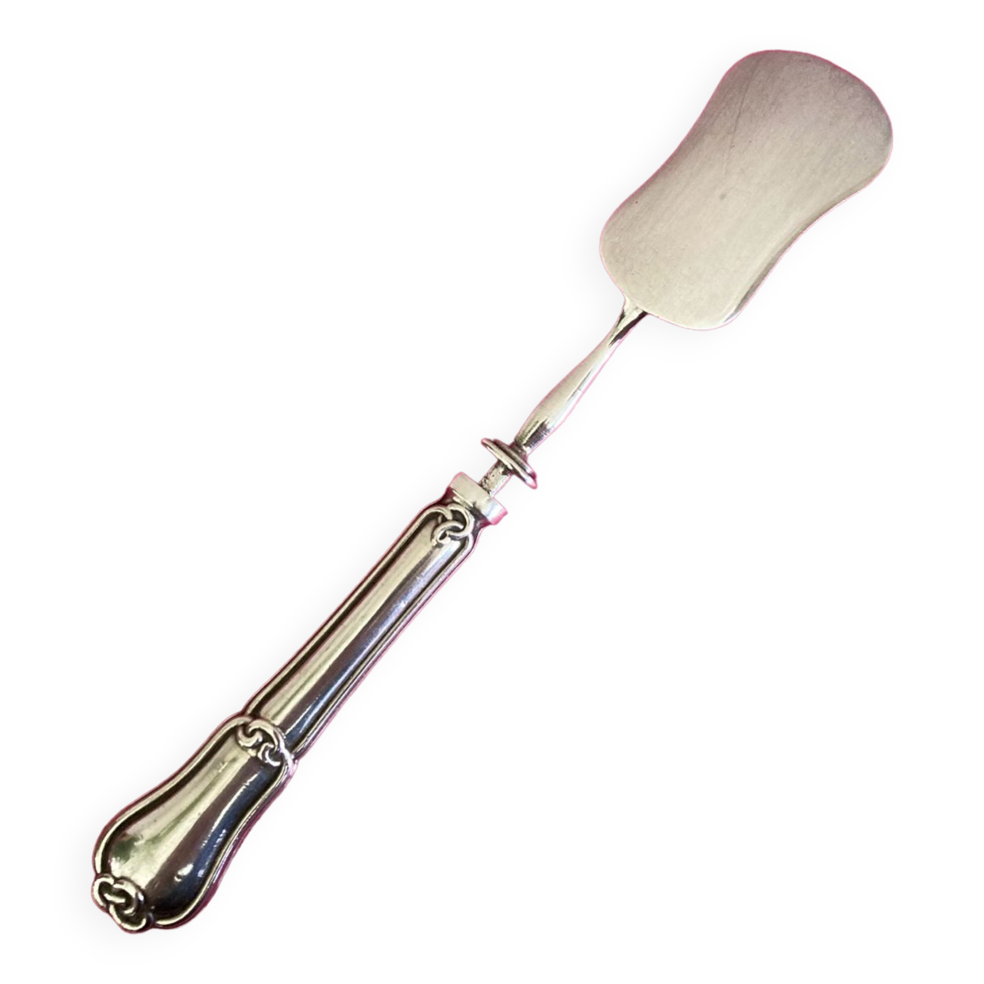Art Deco oyster forks in punched silver metal, leatherette box
