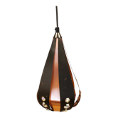 Suspension en pièces métalliques, de couleur cuivre et noire avec prismes