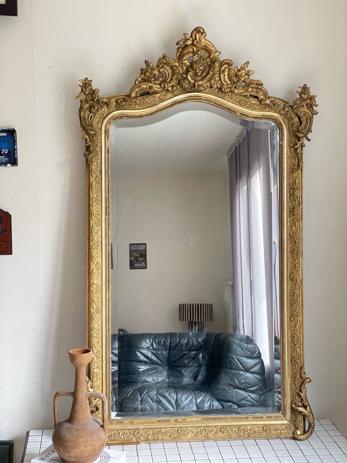 Antique Louis XV rocaille mirror 153x91 cm