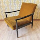Vintage Yellow Fabric Armchair: Mid-Century Modern Lounge Chair