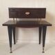 Varnished mahogany bedside table and brass 50s