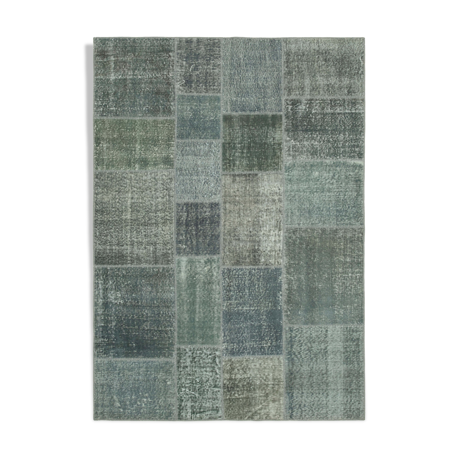 Handmade oriental contemporary 171 cm x 243 cm grey patchwork rug