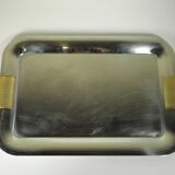 Stainless steel and gold metal tray - 1980s