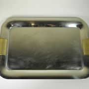 Stainless steel and gold metal tray - 1980s