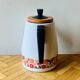 Vintage enameled metal coffee maker - floral decor
