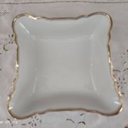 Salad bowl in white Swiss porcelain double gilded border "VSK USC Viribus Unitis"