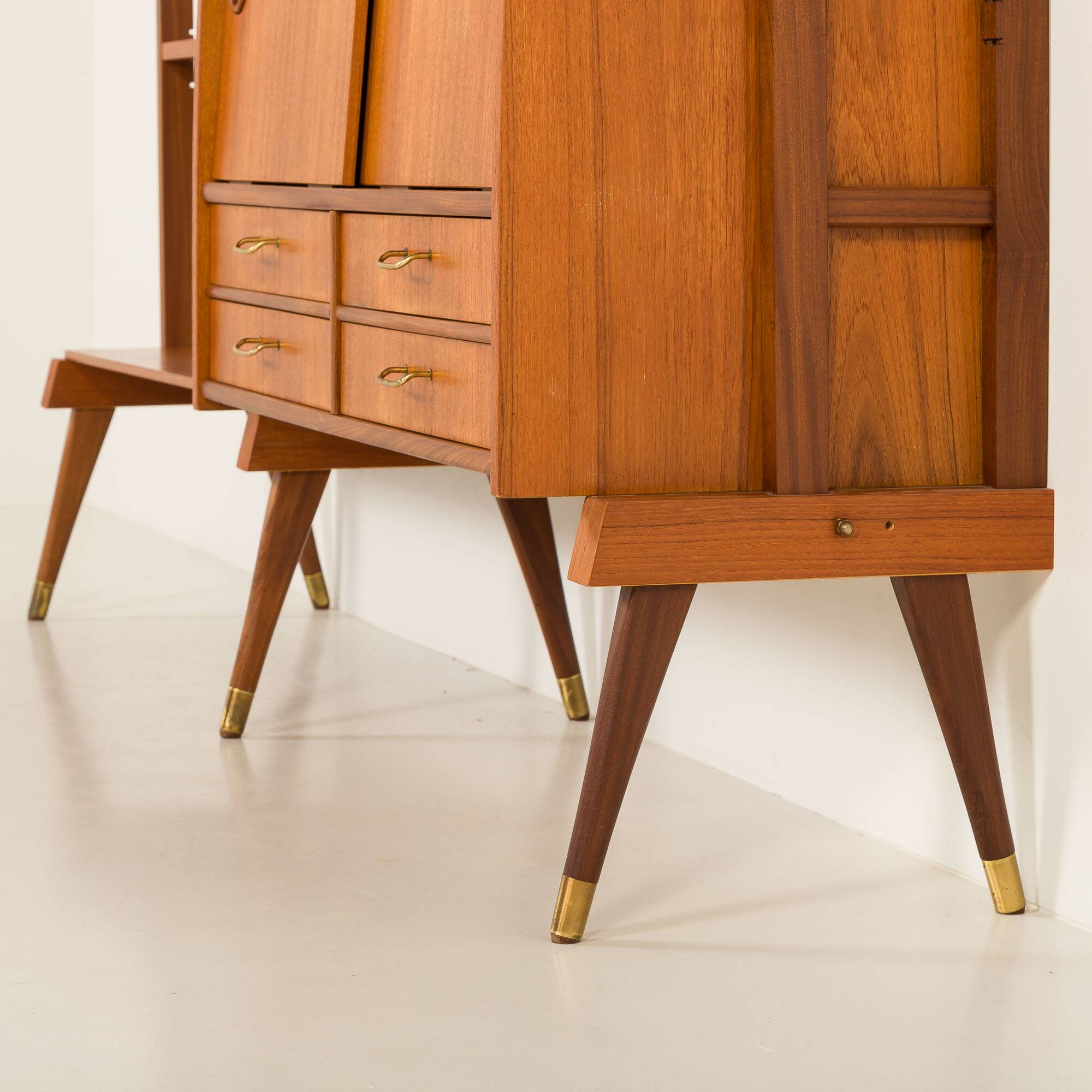 Scandinavian free standing teak wall unit, Norway 1960s.