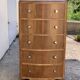 High Art Deco chest of drawers with moustache legs, raw walnut, 1930.