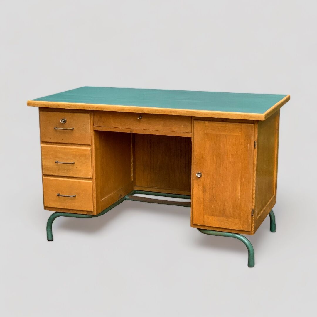 1950s schoolmaster's desk in solid oak