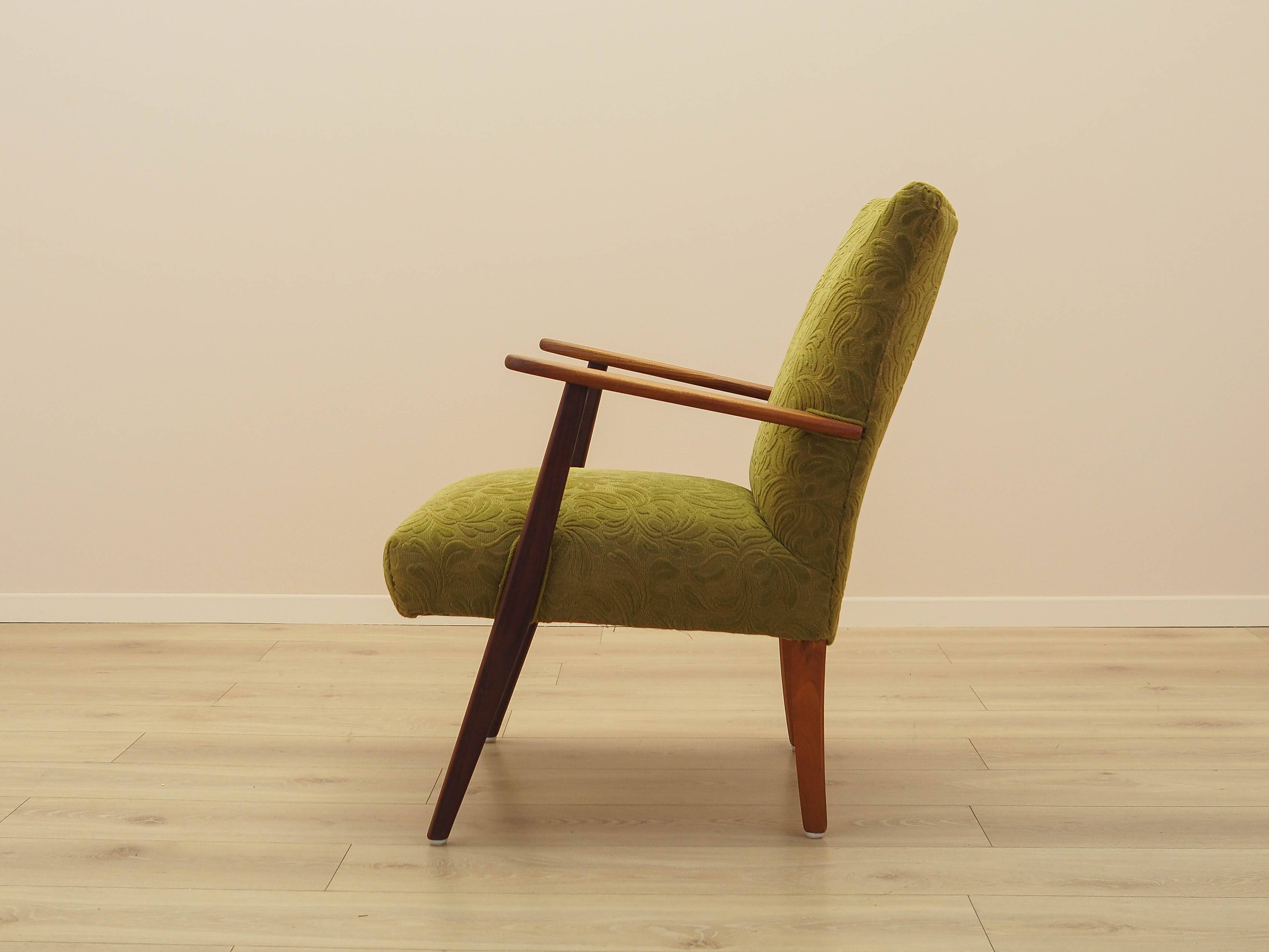 Green armchair, Danish design, 1960s, made in Denmark