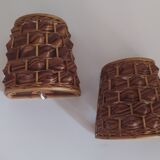 Pair of bamboo wall light