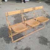 Bench cinema or theatre chairs in iron and solid wood - circa 1930