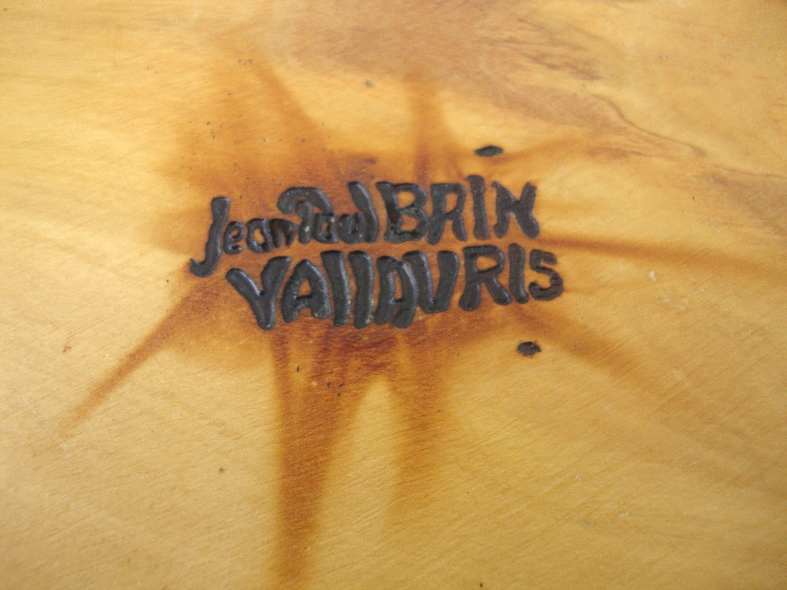 Olive wood fruit cup Marked Jean paul Brain Vallauris