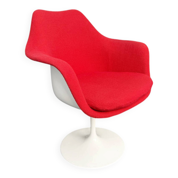 Chaise Tulipe – fauteuil pivotant rouge, par Eero Saarinen pour Knoll International, Italie, années 1960.