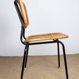 Vintage rattan and metal chair by Dirk Van Sliedrecht for Rohé Noordwolde 1950.