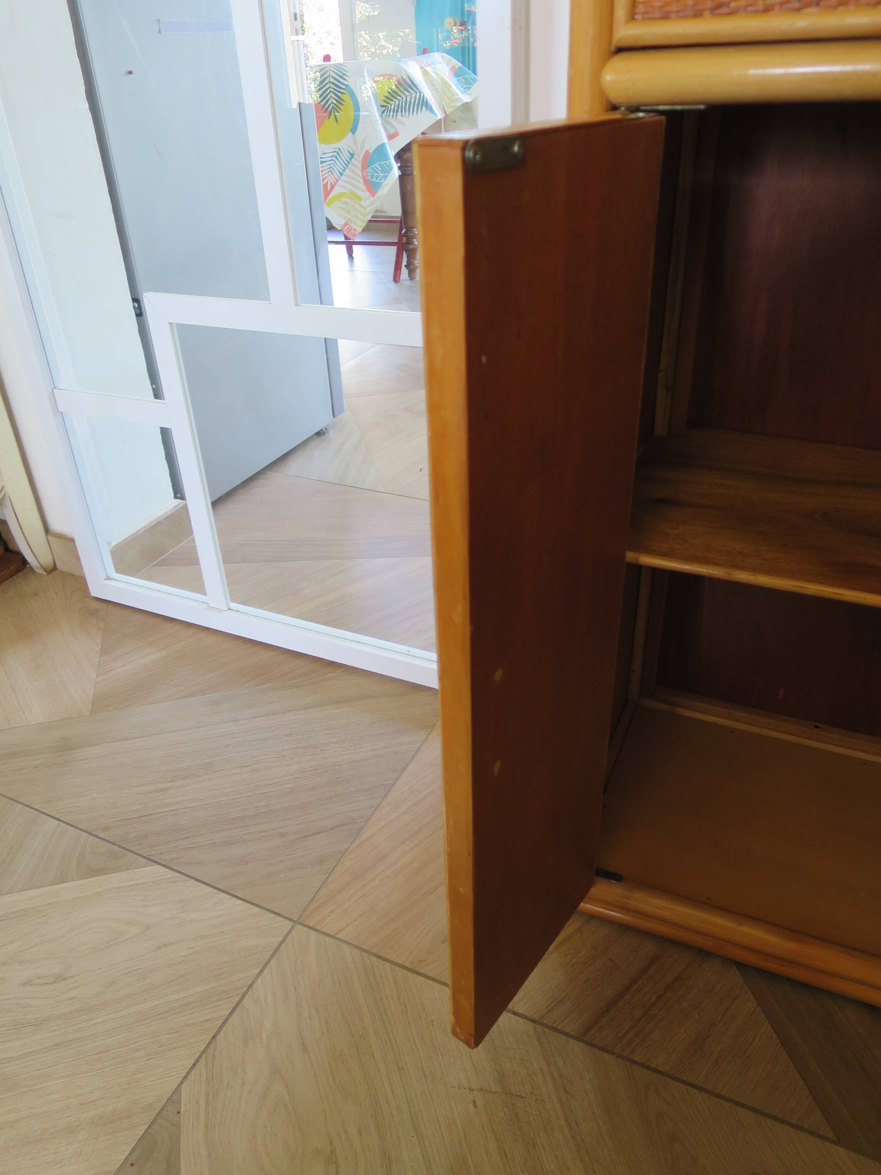 Vintage Library - 2 drawers - Woven rattan cupboard - 1980s - natural