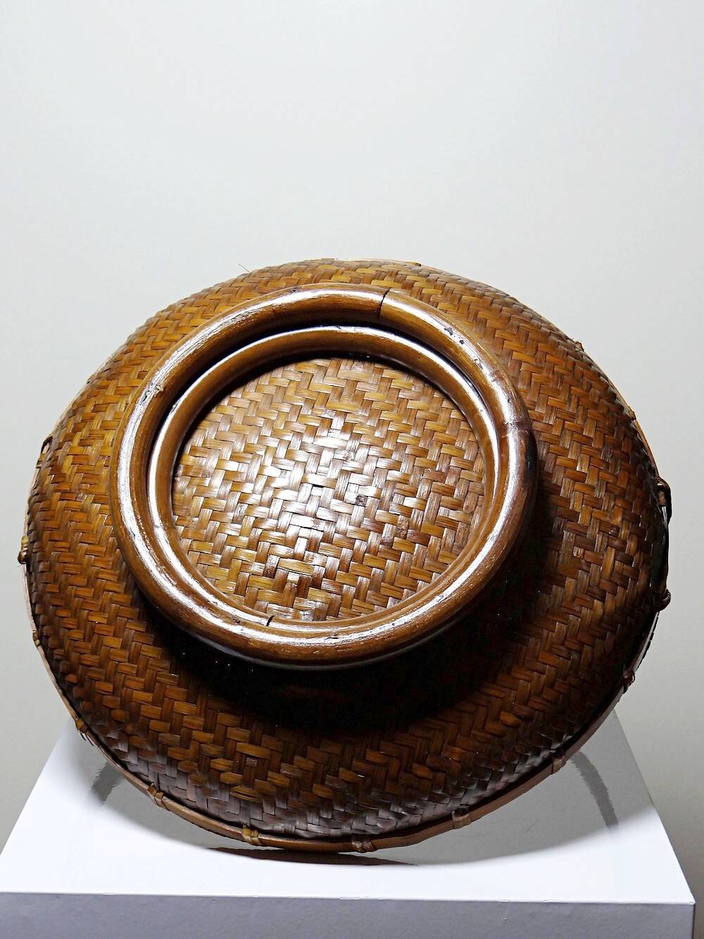 Large Vintage Asian Bamboo Offering Basket 1920–1950