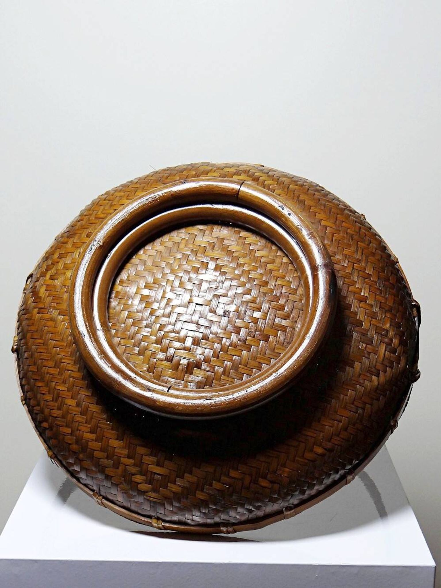 Large Vintage Asian Bamboo Offering Basket 1920–1950