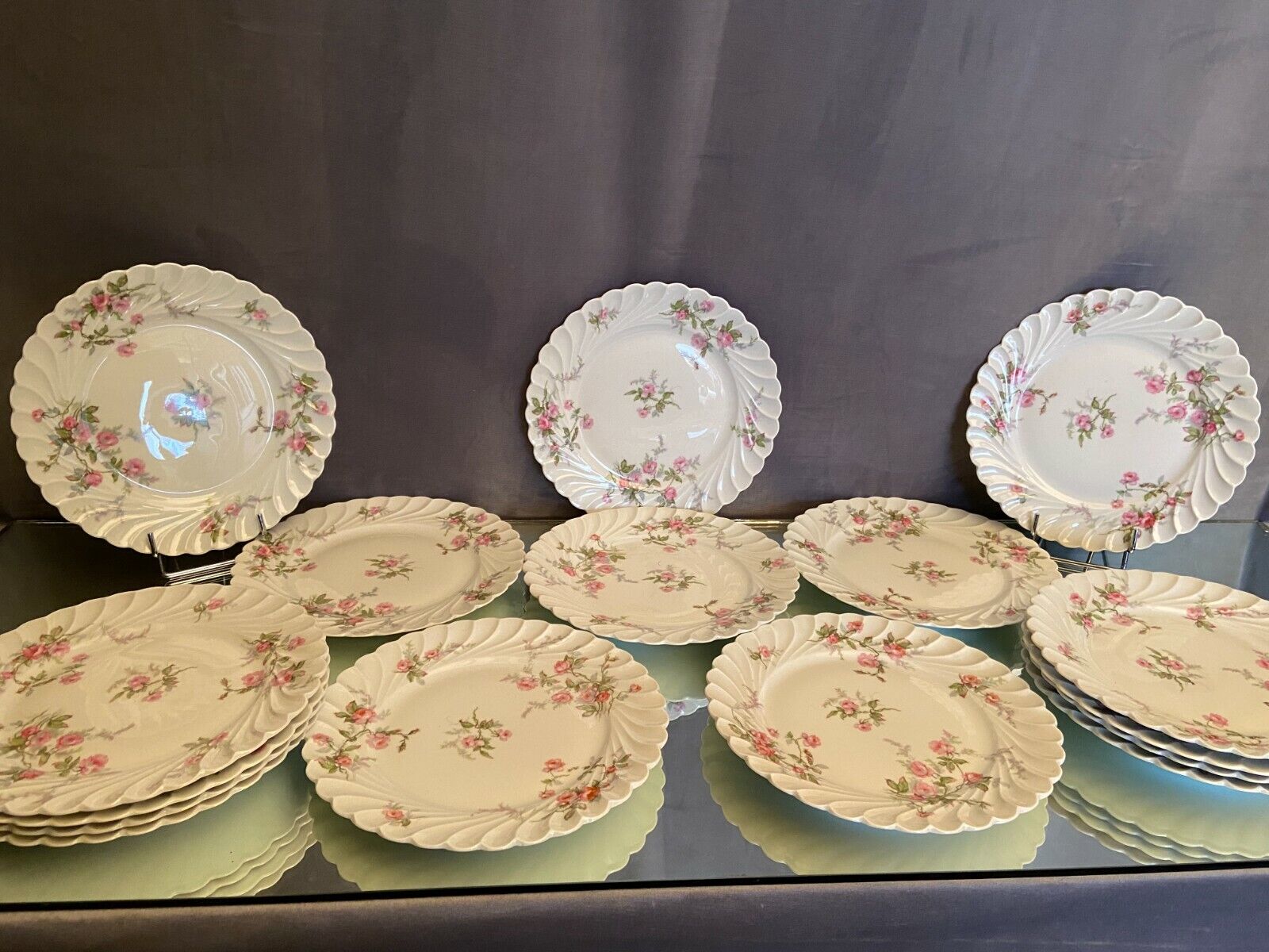 16 Limoges porcelain dessert plates signed Haviland décor Sylvie