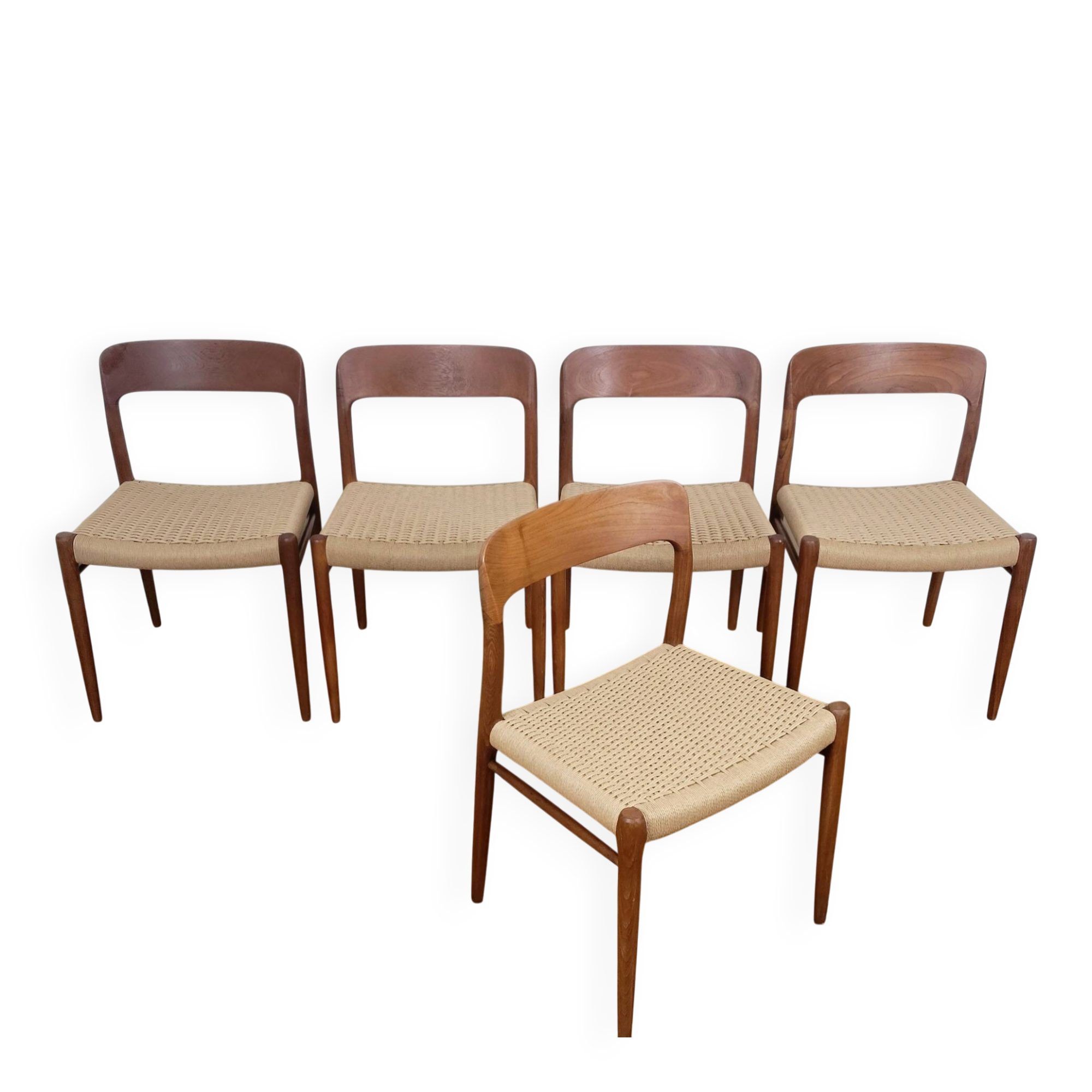Set of 5 Niels O. Møller Model 75 dining chairs for J.L. Møllers Møbelfabrik