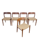Set of 5 Niels O. Møller Model 75 dining chairs for J.L. Møllers Møbelfabrik