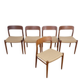 Set of 5 Niels O. Møller Model 75 dining chairs for J.L. Møllers Møbelfabrik